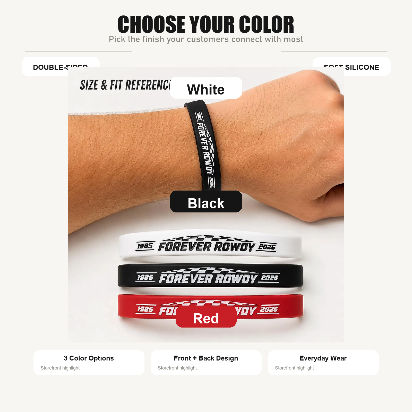 Forever Rowdy Silicone Memorial Bracelet - Racing Fan Wristband - Image 4
