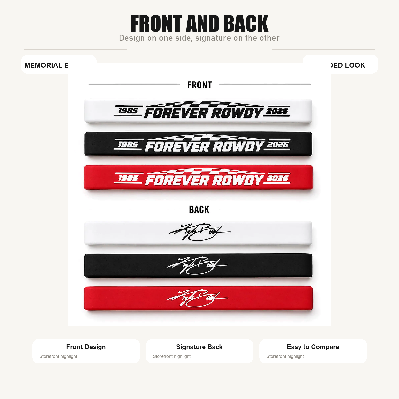 Forever Rowdy Silicone Memorial Bracelet - Racing Fan Wristband - Image 5