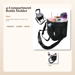 4-Compartment Water Bottle Holder with Strap