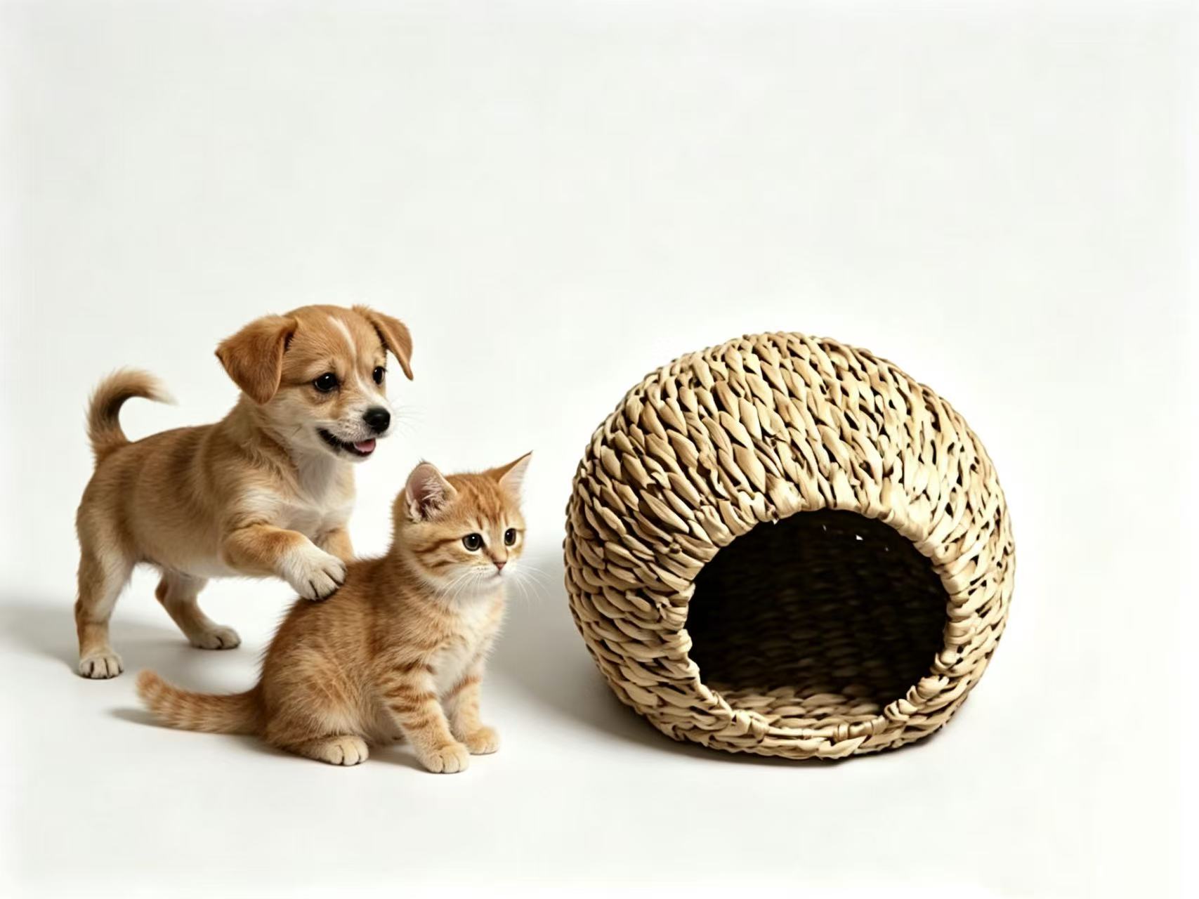 Natural Hand-Woven Cat Cave Bed | Breathable Straw Pet Hideout for Cats & Small Dogs - Image 5