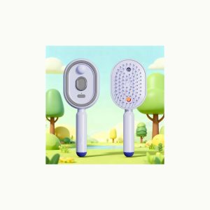 Light purple hydrating mist scalp massage comb front and brush view