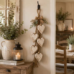 Five-Heart Hanging Wall Decor - Rustic Farmhouse & Coastal Styles