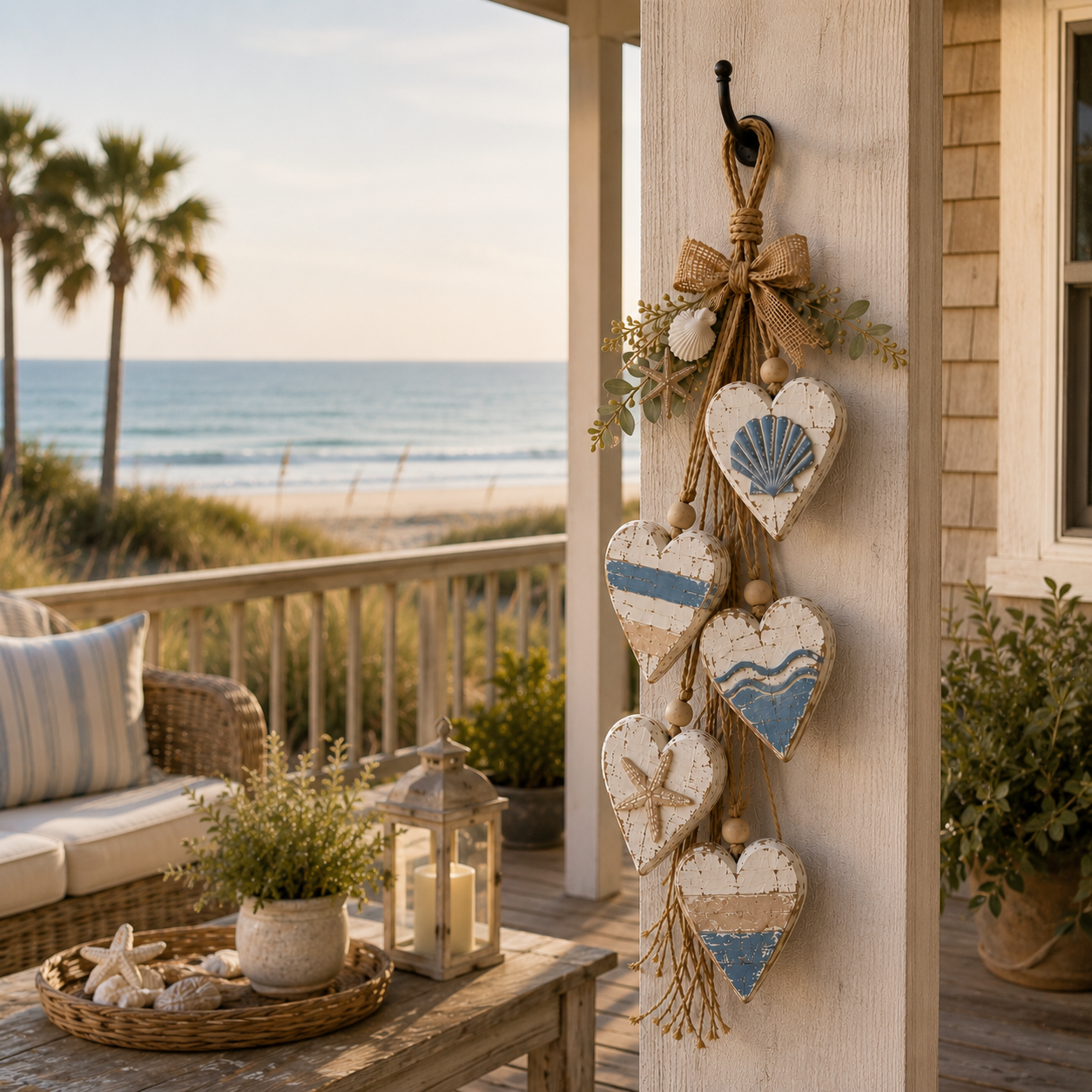 Five-Heart Hanging Wall Decor - Rustic Farmhouse & Coastal Styles - Image 3
