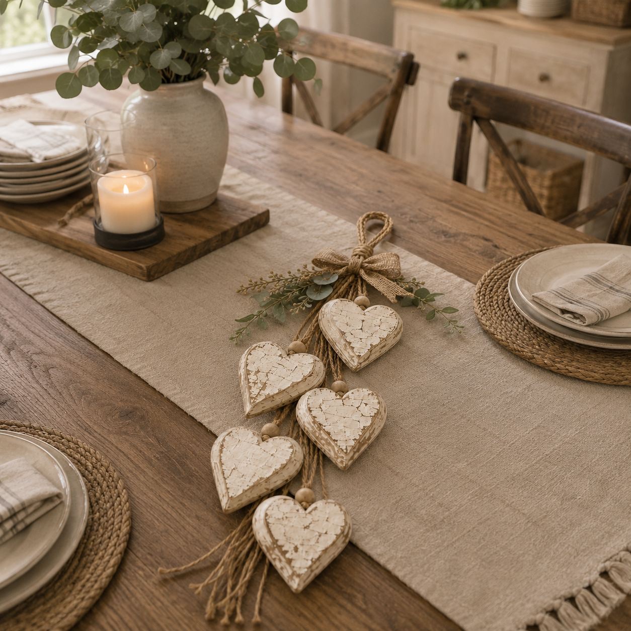 Five-Heart Hanging Wall Decor - Rustic Farmhouse & Coastal Styles - Image 6